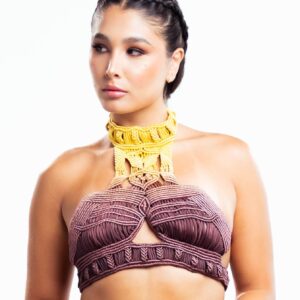 Aura  Crop Top - Yellow Mustard Terracotta