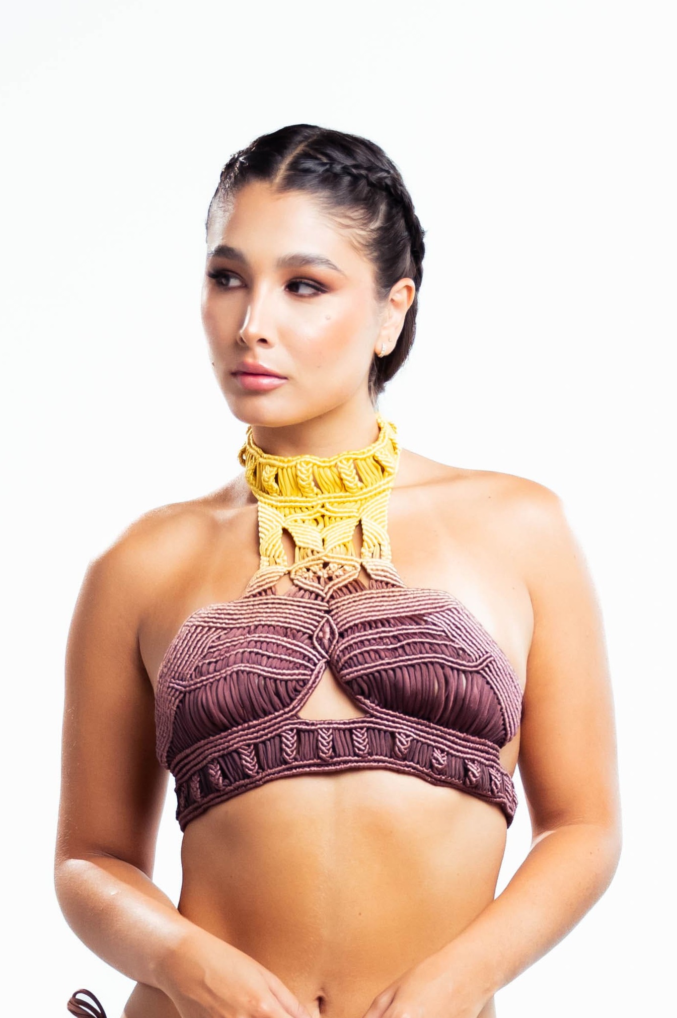 Aura  Crop Top - Yellow Mustard Terracotta