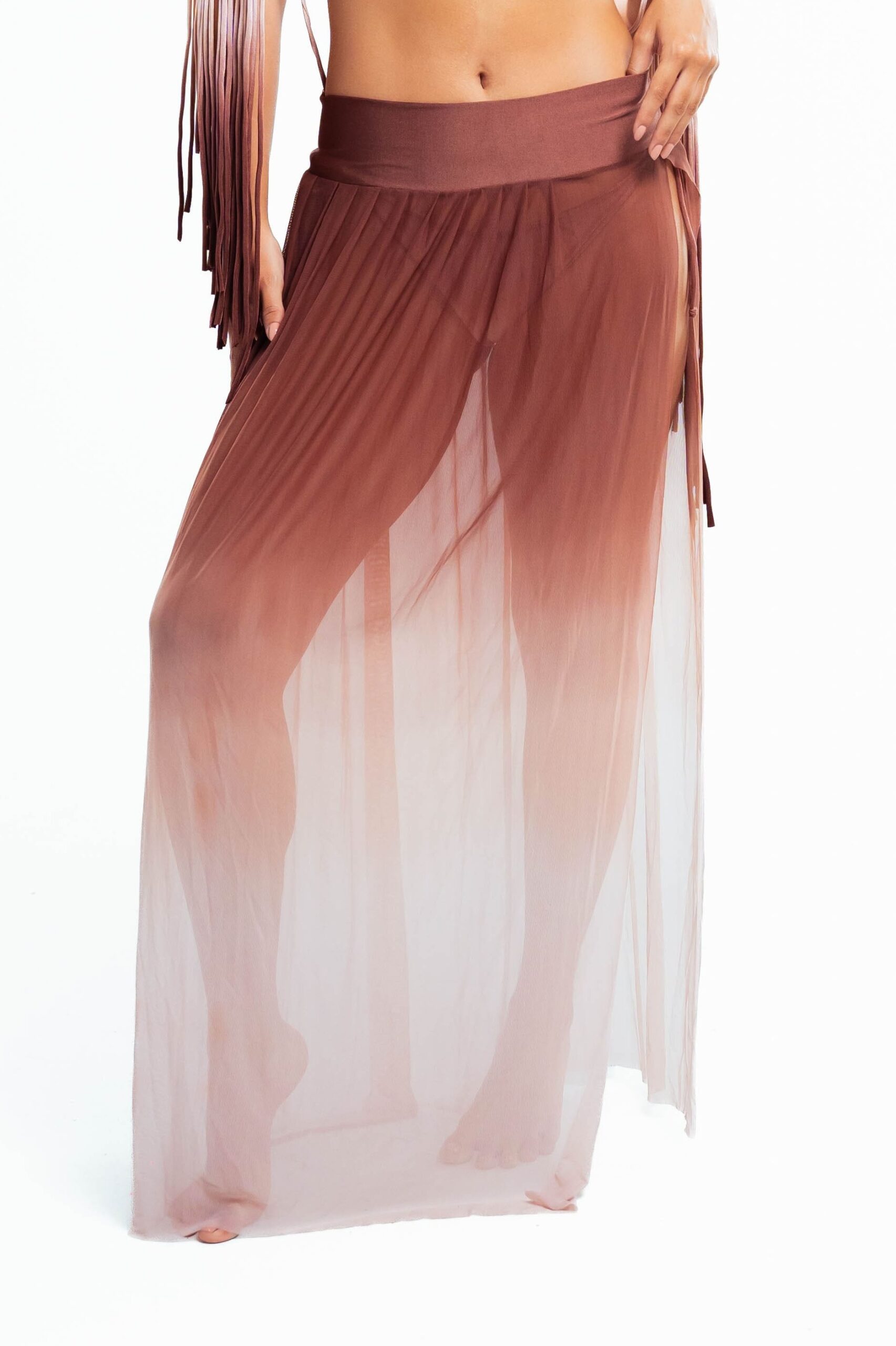 Wide Band Cover Skirt - Nude Brown