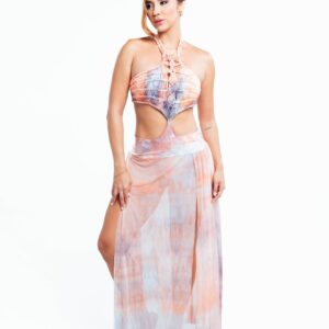 Wide Band Cover Skirt - Salmon Gray