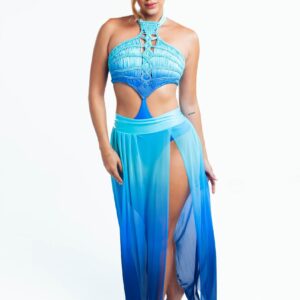 Wide Band Cover Skirt - Baby Blue / Blue