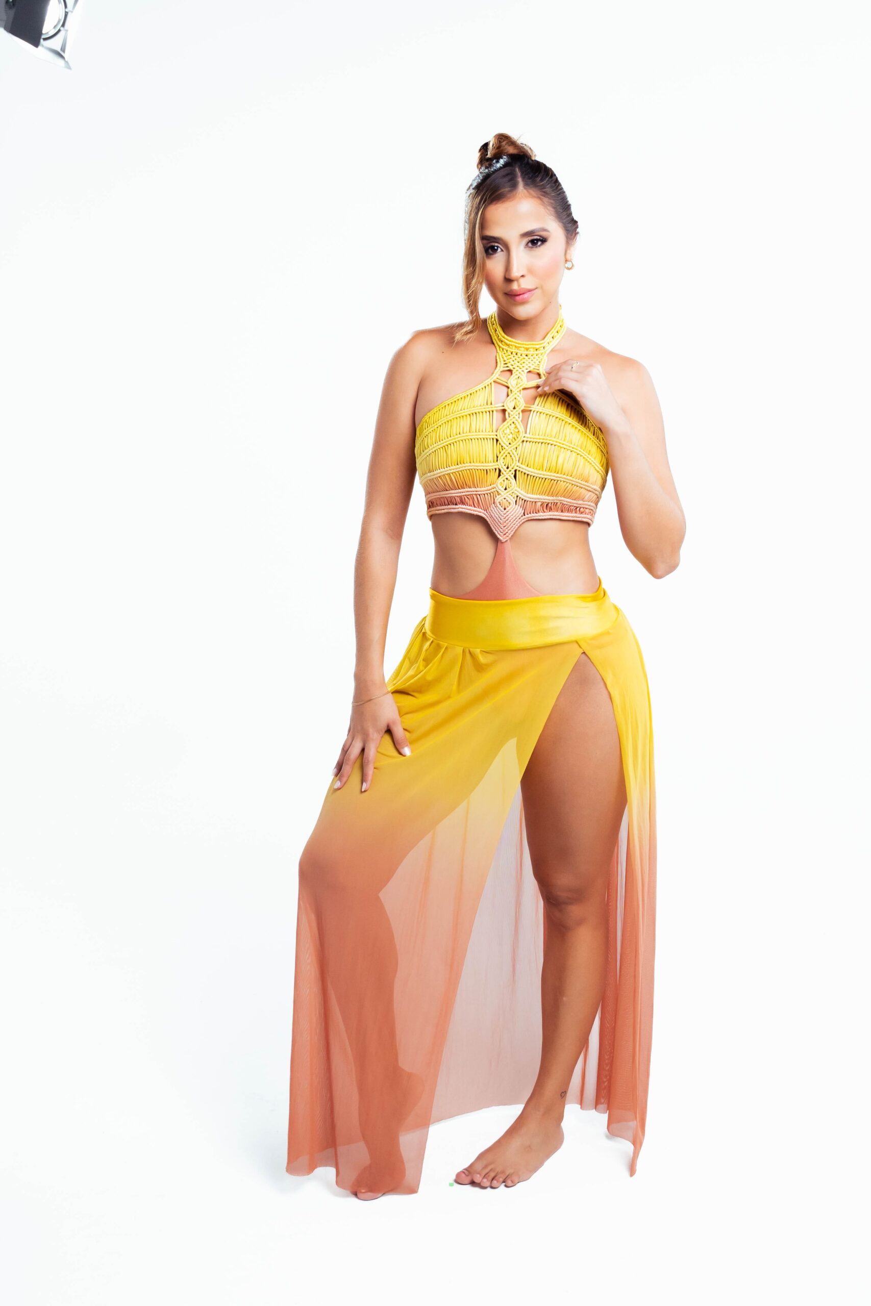Wide Band Cover Skirt - Yellow Mustard Terracotta