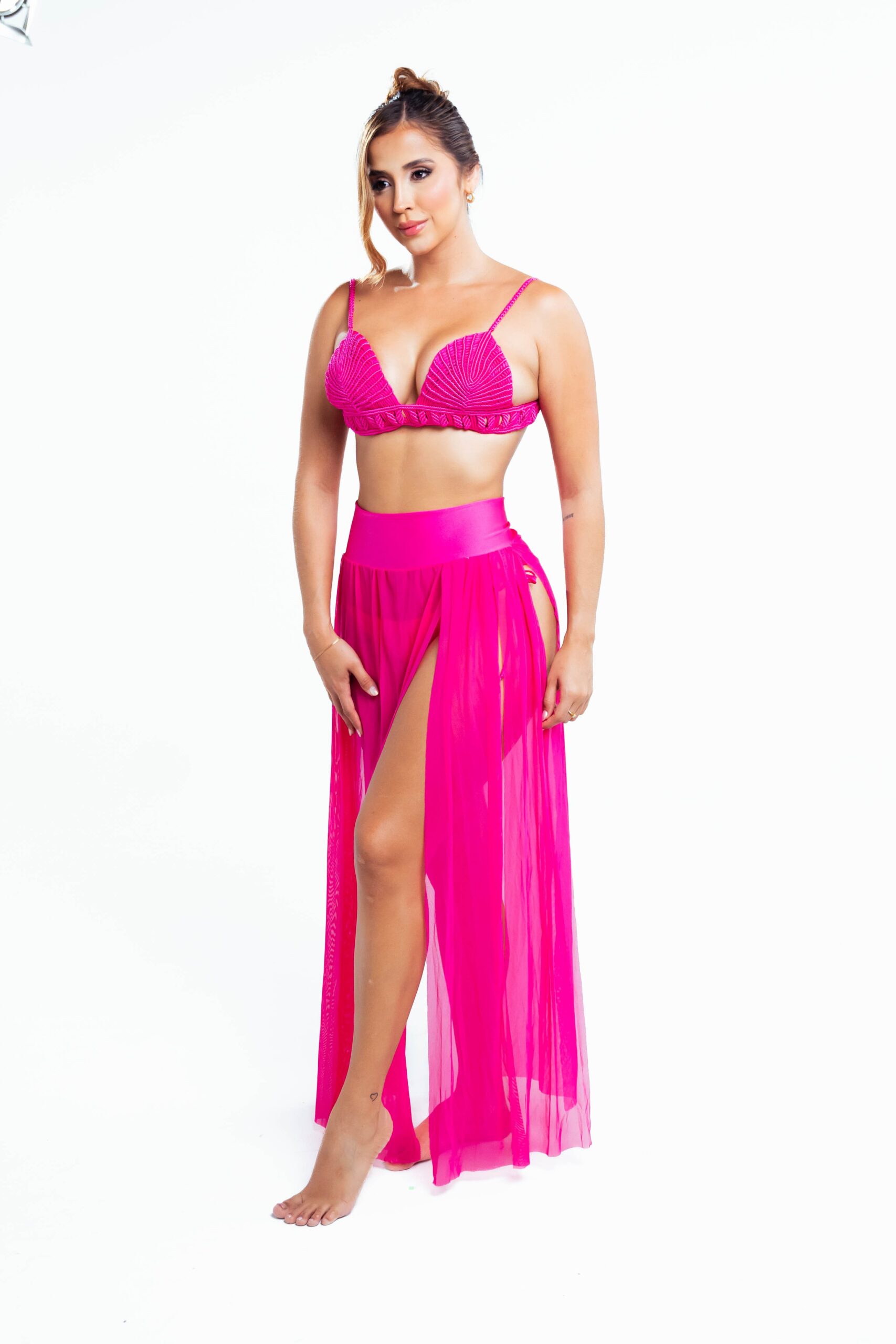 Wide Band Cover Skirt - Fuchsia